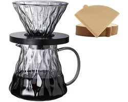 Koffiezetapparaat Pour Over 600ml met Papieren Filters - Koffiedripper voor Thuis en Cafés