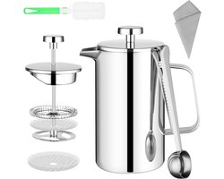 Koffiezetapparaat voor French Press - 350ml Hoge Kwaliteit French Press met Filters en Metalen Lepel voor Thuis - Kamperen - Reizen