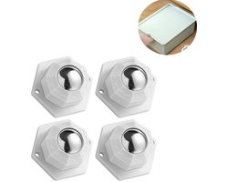 kogelrollen - meubels zelfklevend - sterk rolwiel - 360 graden - mini-kogelwielen - meubelwielen- Zelfklevende Meubelwielen - plat mini-universeel wiel - kleine meubels - vuilnisemmer - opbergdozen - wit - 4 stuks