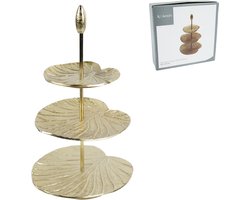 Kokoon etagère goudkleurig 42 cm - serveerplateau - decoratieve serveerplanken 3 lagen - metalen etagere