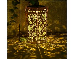 Kolibrie-lantaarn - Tuinverlichting - Landschapsverlichting - Waterdichte lamp in smeedijzeren stijl - Solar-lantaarns Hummingbird Outdoor voor dames – Elegante hanglampen voor tuin, terras, binnenplaats en achtertuin - Zeshoek