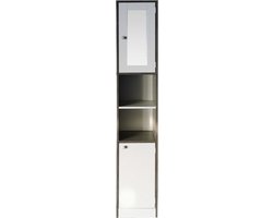 Kolomkast badkamer - opbergkast badkamer hal slaapkamer - met spiegel - 180 cm hoog