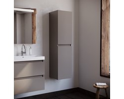 Kolomkast / Badkamerkast Luciano - Taupe - 35x33x138 cm - Voorgemonteerd - Greeploos - 2 Deuren - MDF - Links en Rechts