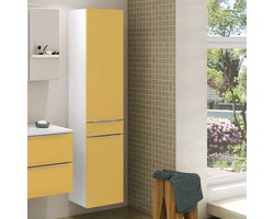 Kolomkast Hansen 40cm 2 deuren & 1 lade - geel/wit - Held - Badkamer kolomkast - Wit; Geel - MDF; Spaanplaat -