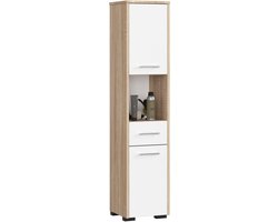 Kolomkast voor Badkamer FIN / AKORD Furniture Factory / Sonoma Eik - Wit / 30 x 140 x 30 cm