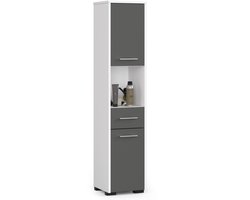 Kolomkast voor Badkamer FIN / AKORD Furniture Factory / Wit – Grafietgrijs / 30 x 140 x 30 cm