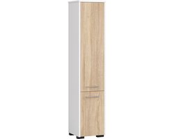 Kolomkast voor Badkamer FIN / AKORD Furniture Factory / Wit – Sonoma Eik / 30 x 140 x 30 cm