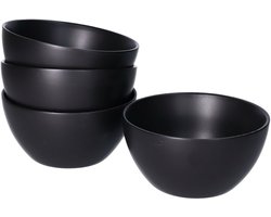 Kom - 4x - aardewerk - zwart - stapelbaar - D14 x 7.5 cm - serveer schaaltje