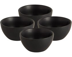 Kom - 4x - aardewerk - zwart - stapelbaar - D9.5 x 5 cm - serveer schaaltje