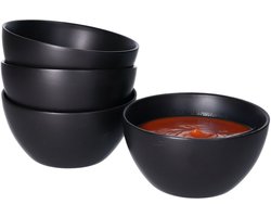 Kom - 8x - aardewerk - zwart - stapelbaar - D14 x 7.5 cm - serveer schaaltje
