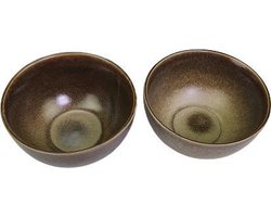 Kom BIANCA  - Donker Bruin - Aardewerk - ⌀ 12,5 cm - Maat M - Rond - Set Van 2