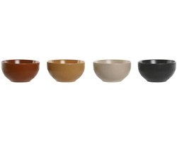 Kom Home ESPRIT Beige Grijs Mosterd Terra cotta Keramiek Scandi 480 ml 14 x 14 x 7,5 cm (4 Stuks)