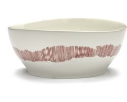Kom S Wit Strepen Rood Feast 16 Ø x Ottolenghi 4 stuks