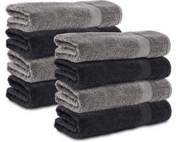 Komfortec 8x Handdoek 70x140 - 100% Katoen – Handdoekenset - Zacht - Antraciet-Zwart