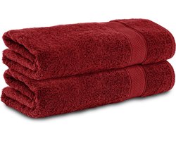 Komfortec Badhanddoeken, 2x Badlaken 70x140 cm, Douchelakens, 100% Katoen, Handdoeken, Badstof, Zacht en Absorberend, Rood