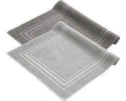Komfortec Badmat - 2 stuks - Handdoek Dikte - Hotelkwaliteit - Zachte en Absorberende Douchemat - 50x70 cm - 100% Katoen – Antracietgrijs&Grijs