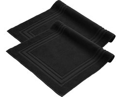 Komfortec Badmat - 2 stuks - Handdoek Dikte - Hotelkwaliteit - Zachte en Absorberende Douchemat - 50x70 cm - 100% Katoen – Zwart