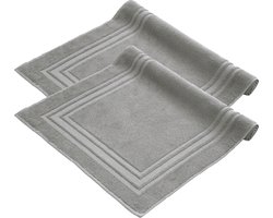 Komfortec Badmat Set - 2 stuks - 50x70 cm - 100% Katoen - Handdoek Dikte - Hotelkwaliteit - Zachte en Absorberende Douchemat/Handdoek - Zilvergrijs