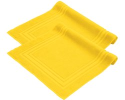Komfortec Badmat Set - 2 stuks - 50x70 cm - Handdoek Dikte - Hotelkwaliteit - 100% Katoen - Zachte en Absorberende Douchemat/Handdoek - Geel
