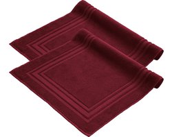 Komfortec Badmat Set - 2 stuks - Handdoek Dikte - Hotelkwaliteit - 50x70 cm - 100% Katoen - Zachte en Absorberende Douchemat/Handdoek - Aurorarood