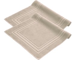 Komfortec Badmat Set - 2 stuks - Handdoek Dikte - Hotelkwaliteit - 50x70 cm - 100% Katoen - Zachte en Absorberende Douchemat/Handdoek - Beige