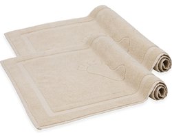 Komfortec Badmat Set - 2 stuks - Handdoek Dikte - Hotelkwaliteit - 50x80 cm - 100% Katoen - Zachte en Absorberende Douchemat/Handdoek - Beige