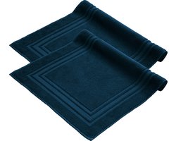 Komfortec Badmat Set - 2 stuks - Handdoek Dikte - Hotelkwaliteit - Zachte en Absorberende Douchemat/Handdoek - 50x70 cm - 100% Katoen – Petroleumblauw