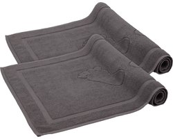 Komfortec Badmat Set - 2 stuks - Handdoek Dikte - Hotelkwaliteit - Zachte en Absorberende Douchemat/Handdoek - 50x80 cm - 100% Katoen - Antracietgrijs