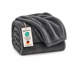 Komfortec Fleece Deken - Met kasjmier gevoel - Plaid - Fleece Plaid - Fleece Dekens - Fleece Deken 150x200 cm – Super Zacht – Antraciet