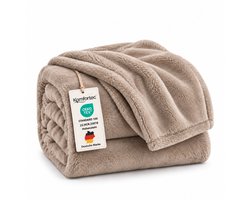 Komfortec Fleece Deken - Met kasjmier gevoel - Plaid - Fleece Plaid - Fleece Dekens - Fleece Deken 240x220 cm – Super Zacht – Beige