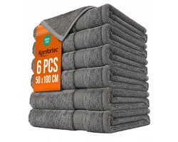 Komfortec Handdoeken - Handdoeken 50 x 100 cm - set van 6 - 100% Katoen – Handdoeken set - Zacht - Antraciet