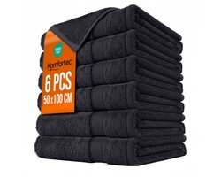 Komfortec Handdoeken - Handdoeken 50 x 100 cm - set van 6 - 100% Katoen – Handdoeken set - Zacht - Zwart