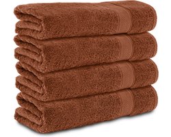 Komfortec Handdoekenset 4x Badhanddoek 70x140 cm - 100% Katoen - Bruin