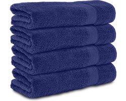 Komfortec Handdoekenset 4x Handdoek 50x100 cm - 100% Katoen - Navyblau