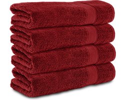 Komfortec Handdoekenset 4x Handdoek 70x140 cm - 100% Katoen - Rood