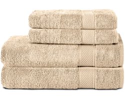 Komfortec Handdoekenset – Set van 4 - 2x Handdoek 50x100 cm en 2x Badhanddoek 70x140 cm - 100% Katoen - Beige