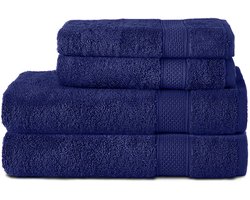 Komfortec Handdoekenset – Set van 4 - 2x Handdoek 50x100 cm en 2x Badhanddoek 70x140 cm - 100% Katoen - Marineblauw