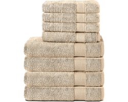 Komfortec Handdoekenset – Set van 8 - 4x Handdoek 50x100 cm en 4x Badhanddoek 70x140 cm - 100% Katoen - Beige