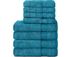 Komfortec Handdoekenset – Set van 8 - 4x Handdoek 50x100 cm en 4x Badhanddoek 70x140 cm - 100% Katoen - Turquoise
