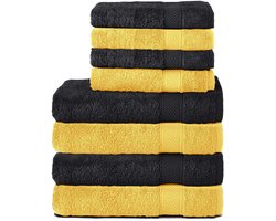 Komfortec Handdoekenset – Set van 8 - 4x Handdoek 50x100 cm en 4x Badhanddoek 70x140 cm - 100% Katoen - Zwart&Geel