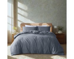 Komfortec Premium Dekbedovertrek 135x200 cm + 2x Kussensloop 60x70 cm - 100% Microvezel - 90 g/m² - 2-Delige Superzachte Beddengoedset - met Rits - Antraciet