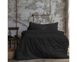 Komfortec Premium Dekbedovertrek 135x200 cm + Kussensloop 40x80 cm - 100% Microvezel - 90 g/m² - 2-Delige Superzachte Beddengoedset - met Rits - Schwarz