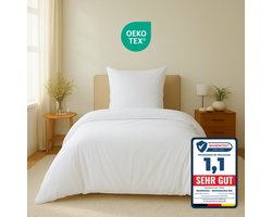 Komfortec Premium Dekbedovertrek 135x200 cm + Kussensloop 80x80 cm - 100% Microvezel - 90 g/m² - 2-Delige Superzachte Beddengoedset - met Rits - Wit