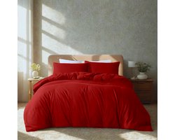 Komfortec Premium Dekbedovertrek 155x220 cm + 2x Kussensloop 60x70 cm - Geborsteld 100% Polyester Microvezel 90 g/m² - 3-Delige Superzachte Beddengoedset - Rood