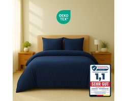Komfortec Premium Dekbedovertrek 240x220 cm + 2x Kussensloop 40x80 cm - Geborsteld 100% Polyester Microvezel 90 g/m² - 3-Delige Superzachte Beddengoedset - Blauw
