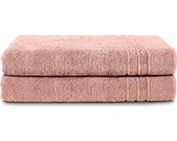 Komfortec Set van 2 Handdoeken 70x200 cm - 100% Katoen - XXL Saunahanddoeken - Badlaken - Strandlaken - Badhanddoek- Douchelaken - Zacht - Hoge Absorptie - Sneldrogend - Roze.