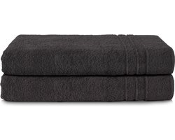 Komfortec Set van 2 Handdoeken 80x200 cm - 100% Katoen - XXL Saunahanddoeken - Badlaken - Strandlaken - Badhanddoek- Douchelaken - Zacht - Hoge Absorptie - Sneldrogend - Zwart