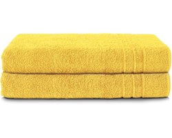 Komfortec Set van 2 Handdoeken 80x200 cm - 100% Katoen - XXL Saunahanddoeken - Badlaken - Strandlaken - Badhanddoek- Douchelaken - Zacht - Hoge Absorptie - Sneldrogend - Geel