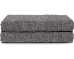 Komfortec Set van 2 Handdoeken 80x200 cm - 100% Katoen - XXL Saunahanddoeken - Badlaken - Strandlaken - Badhanddoek- Douchelaken - Zacht - Hoge Absorptie - Sneldrogend - Antracietgrijs.