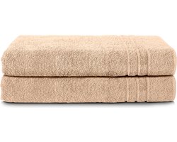 Komfortec Set van 2 Handdoeken 80x200 cm - 100% Katoen - XXL Saunahanddoeken - Badlaken - Strandlaken - Badhanddoek- Douchelaken - Zacht - Hoge Absorptie - Sneldrogend - Zandbeige.